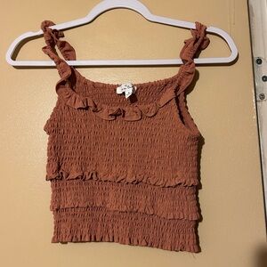 (5 for $25)Rust/Coral Colored Smocked Tank Top